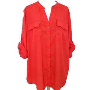 Premise plus size 2X,3/4 sleeves Bright coral